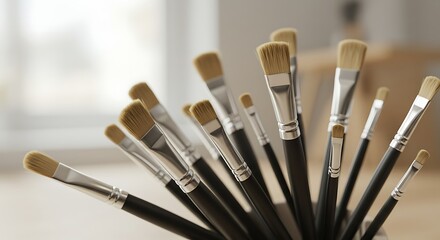 Fototapeta premium Brushes with creativity stand in readiness