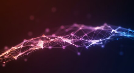 Abstract digital network background featuring colorful geometric connections and glowing lines for technology and innovation design