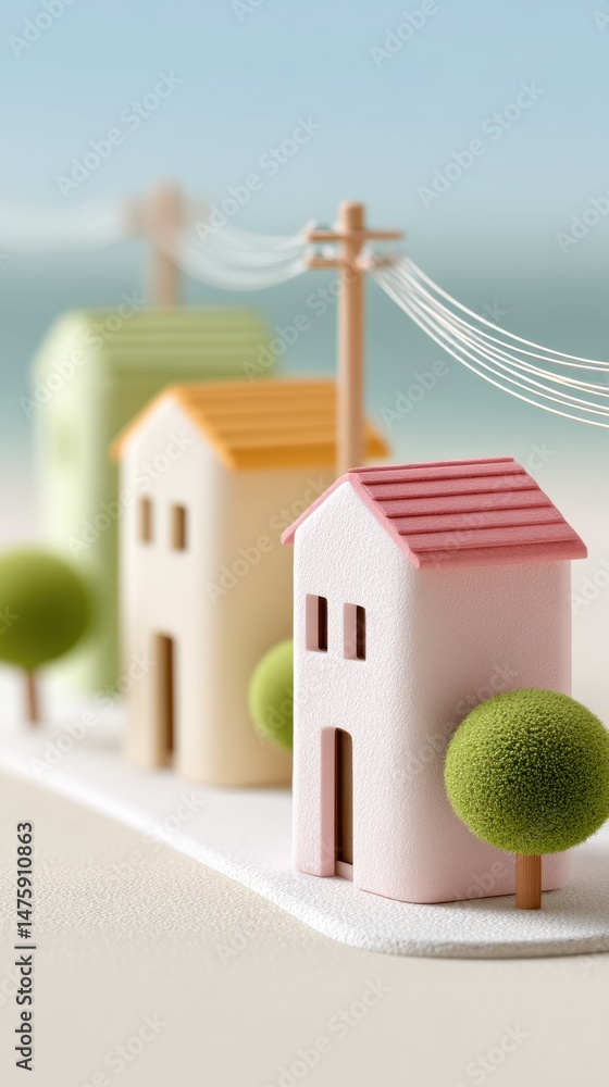 Aufkleber minimalist smart grid visualization pastel urban energy ecosystem modeling innovative utility connec