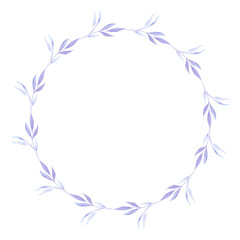Wreath of simple blue flowers in watercolor