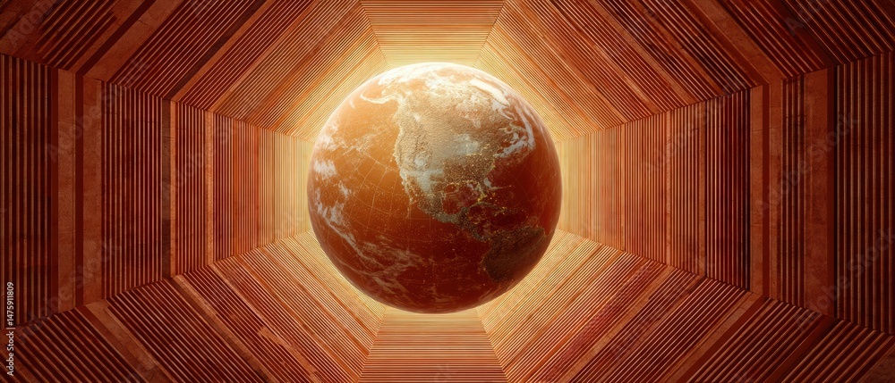 Aufkleber Quantum Shield Immersive Global Cybersecurity Visualization with Metallic Earth - Advanced Digital Protection for Enterprise Risk Management