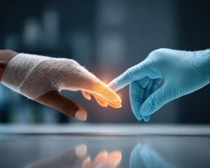 Precision Healthcare Connection Empathetic Medical Intervention with Advanced Ergonomic Bandaging - Innovative Workplace Safety and Healing Technology