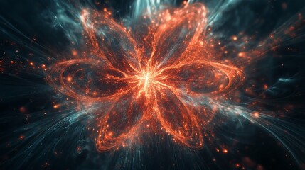 Mystical Energy Bloom: An Abstract Display of Light and Fractal Radiance