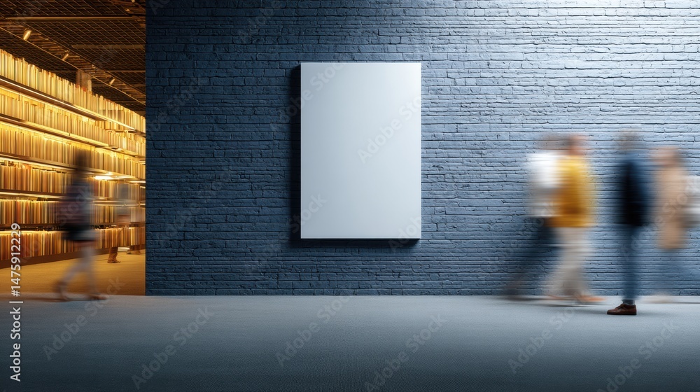 Aufkleber urban academic minimalism architectural library mockup with dynamic motion blur - innovative learnin