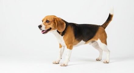 Happy beagle dog on white background for pet lovers and animal enthusiasts
