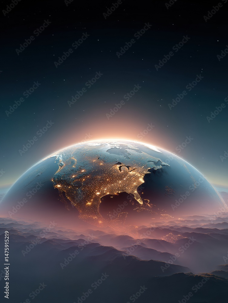 Poster luminous global networks immersive cosmic earth visualization - next-gen digital connectivity and su