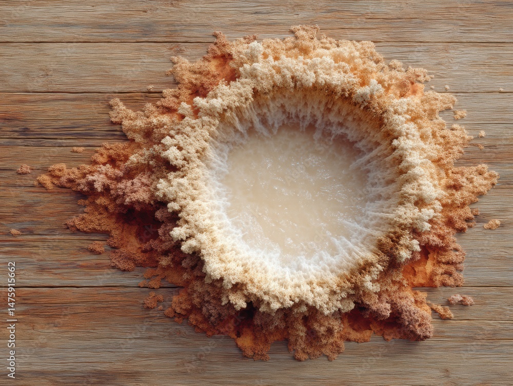 Poster organic texture exploration fractal coral-like biomimetic structure on rustic wooden surface - susta