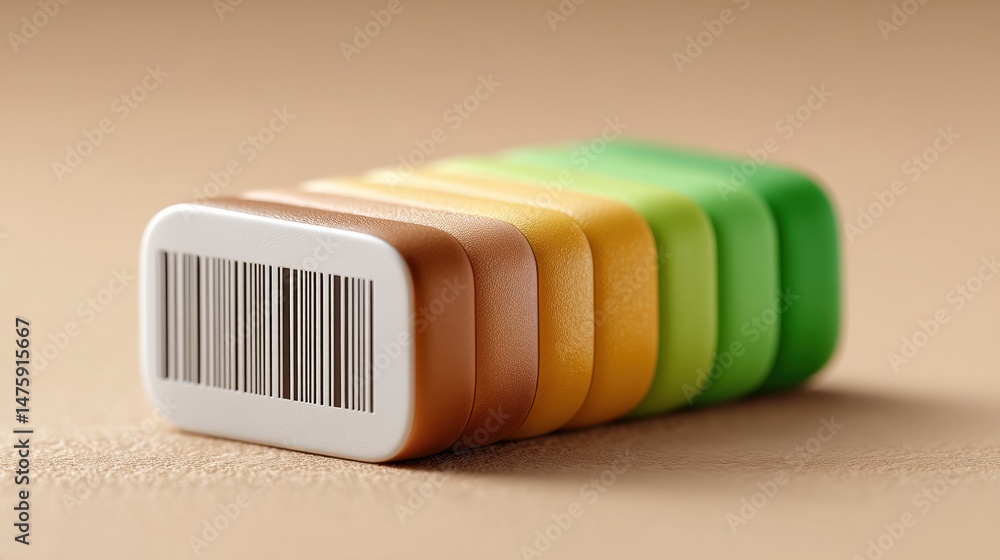 Poster Minimalist Product Tracking Gradient Sleek Barcode Design Visualizing Global Commerce Innovation in Sustainable Packaging Technology