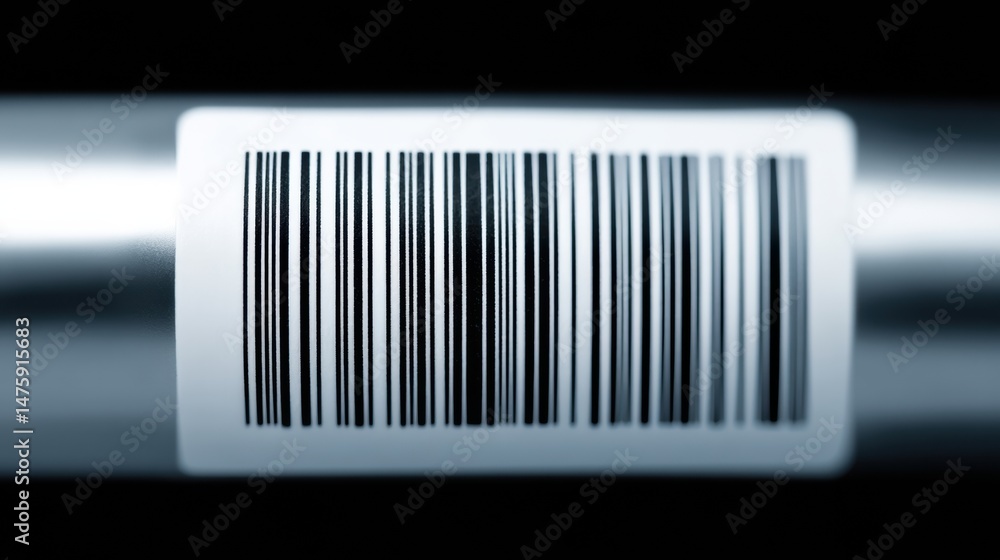 Poster Minimalist Tech Barcode Visualization Sleek Industrial Design Meets Global Commerce Tracking in High-Resolution Macro Precision
