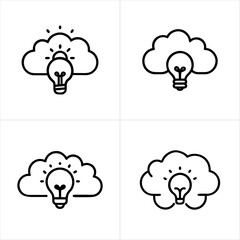 Creative Thinking Cloud with Ideas icon set