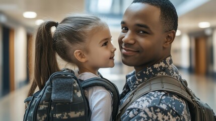 A Proud Military Father Holds His Daughter Close in a Heartwarming Moment