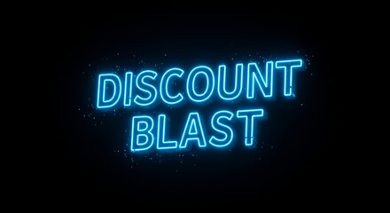 Obraz premium Discount blast neon sign glowing bright against black background for marketing design
