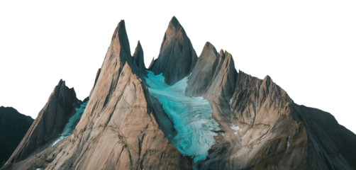 Jagged Mountain Peaks with Turquoise Glacier Flowing Down