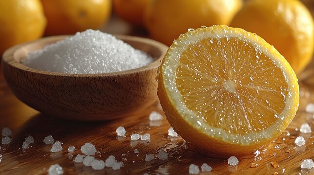 Fresh lemon and salt, ready for use