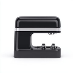 Modern Black Stapler Side View on Clean White Background