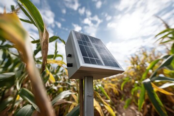 Fototapeta premium Eco-Smart Harvest Tech National Weather Observers Day Celebrating Precision Agriculture with Solar-Powered Autonomous Monitoring in Sustainable Farming Landscapes