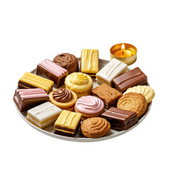Assorted European Cookies and Sweets on White Plate