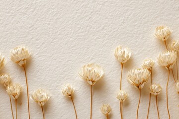 Delicate dried flowers arranged on a textured background.