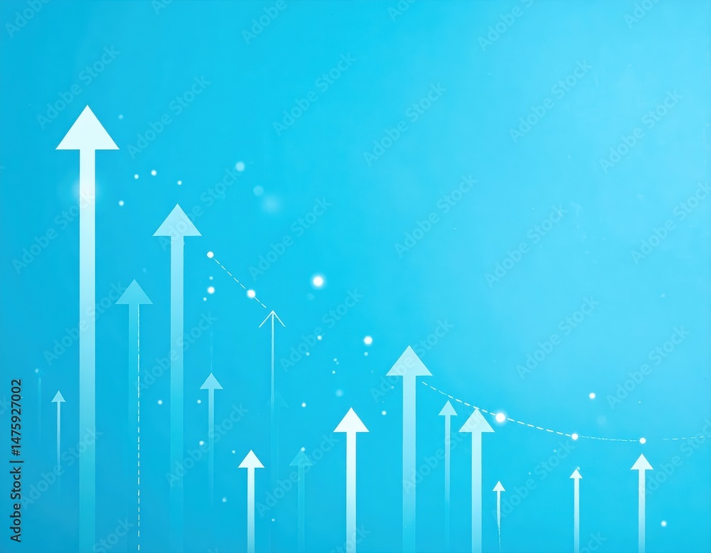 Aufkleber a vibrant blue background features multiple dynamic arrows in varying sizes and shades of blue, all 