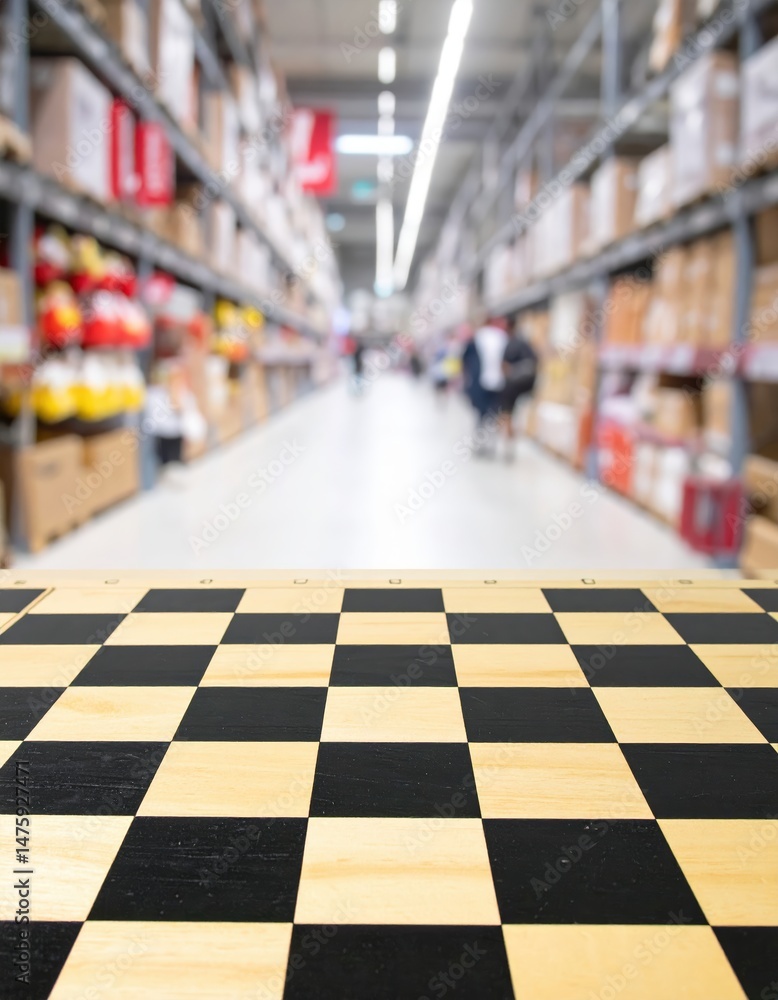 Poster a vibrant checkered table top featuring alternating red and white squares, creating a classic picnic