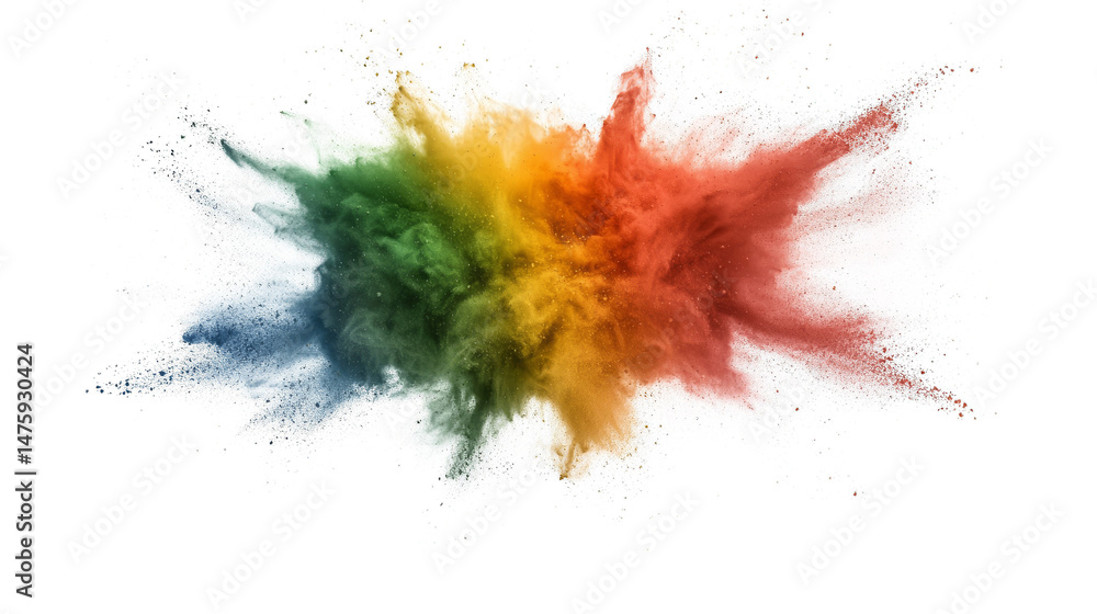 Poster multicolored powder explosion, a vibrant abstract display of dynamic color and energetic visuals