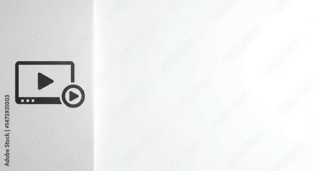 Aufkleber play button icon on digital screen: a simple modern media player interface design