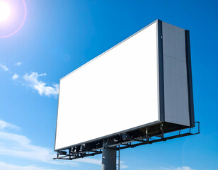 Obraz premium Blank Billboard Against Sunny Blue Sky