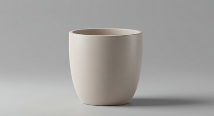 Minimalist beige flowerpot on neutral backdrop