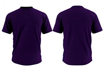 Dark purple blank t-shirt front and back views