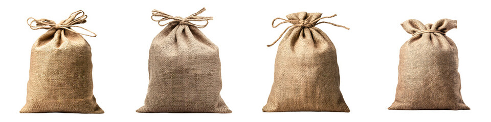 Collection of natural burlap sacks or bags