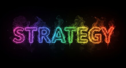 Vibrant neon strategy concept with colorful smoky effects for creative design inspiration