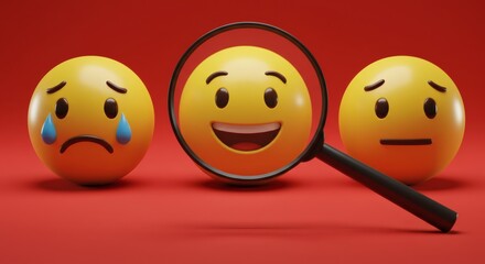 Focusing on Happiness Happy Face Under Magnifying Glass