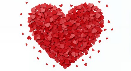 Heart Symbol Made of Red Hearts on White Background Ideal for Valentine's Day Celebration Showing Love and Romance