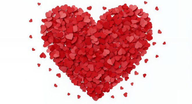 Heart Symbol Made of Red Hearts on White Background Ideal for Valentine's Day Celebration Showing Love and Romance