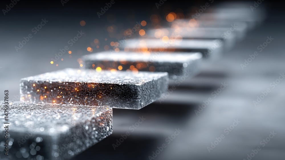Poster a row of shiny metal bars representing digital expansion pathways and tech-synced growth transformat
