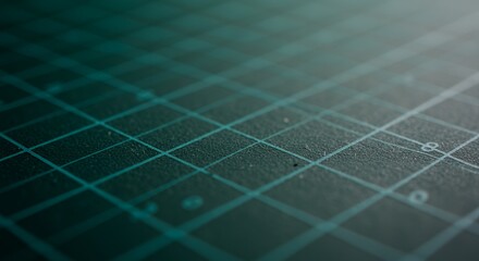 Teal Gridded Cutting Mat: A Close-Up Macro Photography