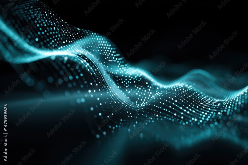 Aufkleber abstract data wave flowing against black background digital network visualization concept studio sho
