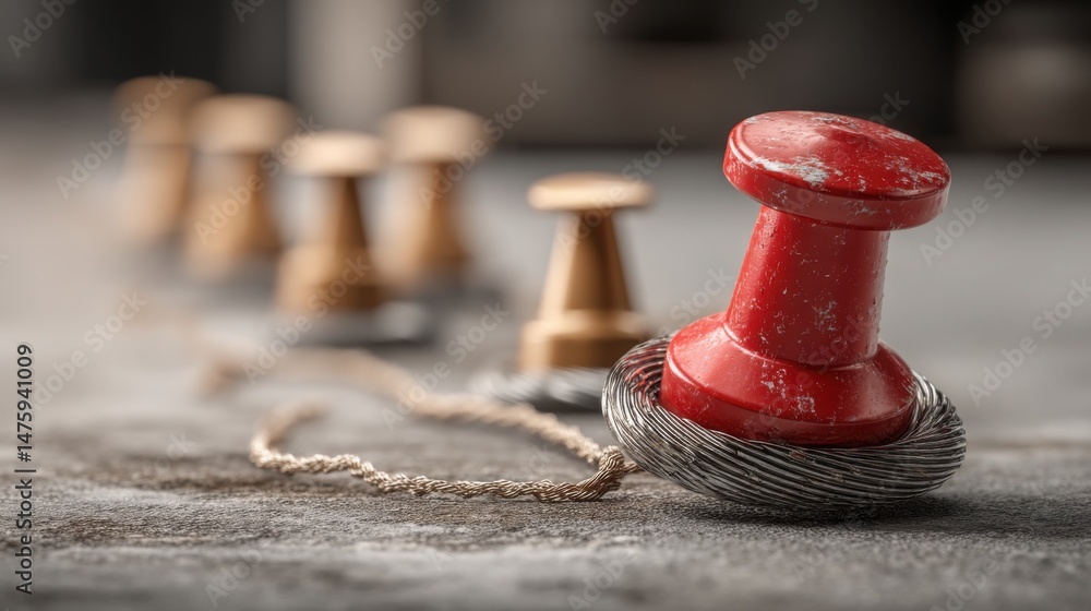 Poster red knob on string representing trend trap setup in financial market analysis and investment strateg