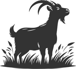 Vector silhouette of a goat animal black