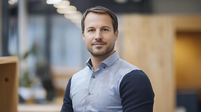 Man in a modern office setting - Powered by Adobe