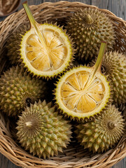 Basket of Durians: Spiky and Aromatic
