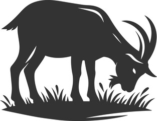 Vector silhouette of a goat animal black