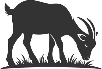 Vector silhouette of a goat animal black