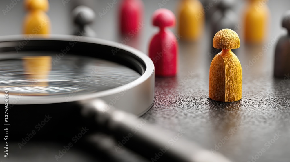 Poster group of people in background with a magnifying glass symbolizing unusual options activity and marke