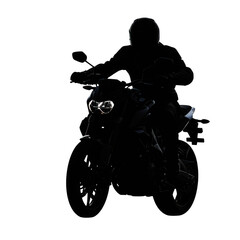 Naklejka premium Motorcycle silhouette with headlights isolated on transparent background