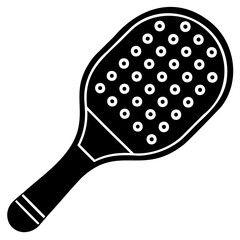 Silhouette of pickleball paddle black vector icon on clear background