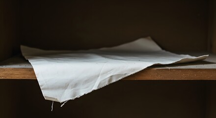 Dust Covered Fabric on Wooden Shelf A Study in Still Life Photography