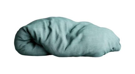 Folded teal fabric, resembling a curled form
