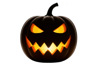 Scary jack o lantern face isolated on transparent background