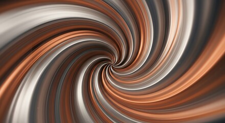 Abstract Swirling Vortex of Copper, Silver, and Brown Hues Digital Art